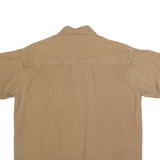 CABELAS Mens Beige Plain Shirt M Casual Cotton Relaxed Fit Button Front