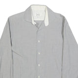 TED BAKER Mens Grey Cotton Blend Shirt M Classic Button Collar Long Sleeve