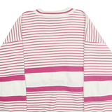 GREENLINE INTERNATIONAL Womens White & Pink Striped V-Neck Sweatshirt L Cotton