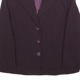 JANET Womens Purple Jacket M Woven Button Closure Classic Tailored