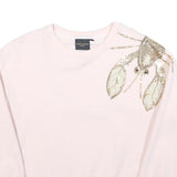 LAINES LONDON Womens Cream Embellished Crew Neck S Cotton Blend Sweatshirt