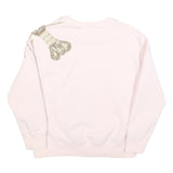 LAINES LONDON Womens Cream Embellished Crew Neck S Cotton Blend Sweatshirt