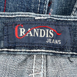Hip Hop Randis Embroidered Denim Shorts - 30W 18L Blue Cotton