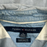 Tommy Hilfiger Striped Short Sleeve Shirt - XL Blue Cotton