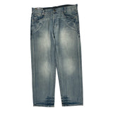 Skull Crown Embroidery Unbranded Graphic Jeans - 37W 31L Light Wash Cotton