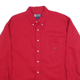 CHAPS RALPH LAUREN Mens Red Cotton Shirt XL Classic Button Down Chest Pocket