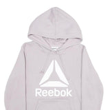 REEBOK Womens Grey Hoodie S Cotton Blend Pullover Drawstring Hood Pocket