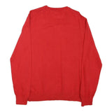TOMMY HILFIGER Mens Red Plain Cotton Blend Pullover Crew Neck Jumper M Classic