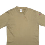 Mens Beige T-Shirt M Short Sleeve Crew Neck Plain Cotton Blend Casual Wear