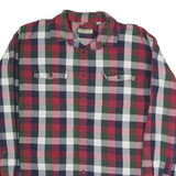GH.BASS&CO Mens Red Green Navy Check Shirt L Cotton Blend Casual