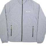 COLUMBIA Mens Grey Hooded Jacket XL Polyester Blend Zip Plain Outdoor Activewear