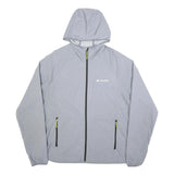 COLUMBIA Mens Grey Hooded Jacket XL Polyester Blend Zip Plain Outdoor Activewear