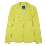 PINKO Womens Yellow Slim Blazer Jacket UK 12 Polyester Blend Button Closure