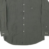 CHAPS RALPH LAUREN Mens Green & Grey Checked Shirt L Classic Fit Cotton Blend