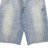 KIKC Mens Cotton Blend Blue Denim Casual Shorts M W34 Lightweight Comfort