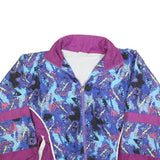 Womens Blue & Purple Vintage Zip Jacket M Polyester Blend Abstract Pattern