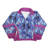Womens Blue & Purple Vintage Zip Jacket M Polyester Blend Abstract Pattern