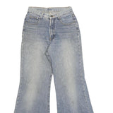 Womens Light Blue Regular Fit Flared Denim Cotton Blend Jeans W26 L30 Zip