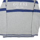 GUESS Mens Grey & Blue Sweatshirt Crew Neck L Cotton Blend Casual Pullover