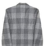 DEL MOD Mens Grey & Black Check Wool Blend Double Breasted Jacket M Woven Blazer