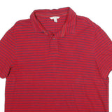 CALVIN KLEIN JEANS Mens Red & Navy Striped Short Sleeve Polo Shirt L Cotton