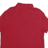 CALVIN KLEIN JEANS Mens Red & Navy Striped Short Sleeve Polo Shirt L Cotton