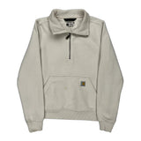 Carhartt Collared Hoodie - Small Cream Cotton