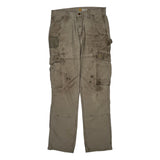 Carhartt Double Knee Cargo Trousers - 33W 34L Khaki Cotton