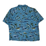 Puritan Graphic Hawaiian Shirt - XL Blue Viscose