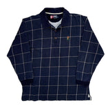 Chaps Ralph Lauren Checked Long Sleeve Polo Shirt - Large Navy Cotton