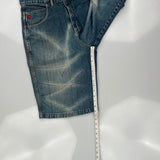Von Dutch Contrast Stitch Baggy Denim Shorts - 30W 12L Light Wash Denim