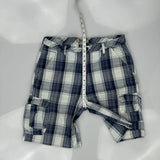 Wrangler Checked Cargo Shorts - 36W 11L Blue Cotton