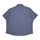 Wrangler Striped Short Sleeve Shirt - 2XL Blue Cotton Blend