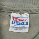 Hanes Single Stitch T-Shirt - Large Green Cotton