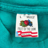 Alaska Fruit Of The Loom Single Stitch T-Shirt - Large Green Cotton