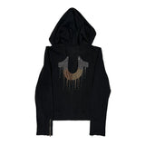 True Religion Studded Hoodie - Medium Black Cotton