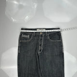 Embroidered Avalanche Studded Jeans - 38W 31L Gray Cotton