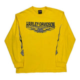 San Jose Harley Davidson Graphic Long Sleeve T-Shirt - Medium Yellow Cotton