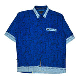 Phat Farm Graphic Hawaiian Shirt - XL Blue Cotton