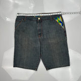 Embroidered Coogi Graphic Denim Shorts - 38W 11L Multicoloured Denim