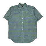 Ralph Lauren Checked Short Sleeve Shirt - Large Blue Cotton