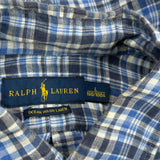 Ralph Lauren Checked Shirt - Large Blue Linen