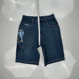 No Boundaries Graphic Denim Shorts - 30W 11L Dark Wash Cotton