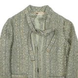 HENRY VAL Womens Grey Wool Blend Button Jacket S Woven Stylish Lightweight
