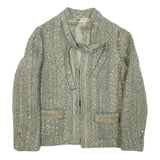 HENRY VAL Womens Grey Wool Blend Button Jacket S Woven Stylish Lightweight