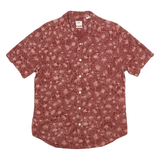 LEVI'S Mens Red & Pink Floral Pattern Shirt M Button Front Spread Collar Casual