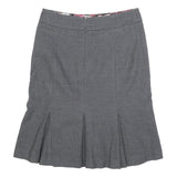 TED BAKER Womens Grey Pleated Midi Woven Cotton Blend Skirt S Elegant Workwear