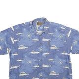 MAGELLAN Mens Blue Fishing Print Cotton Shirt 2XL Short Sleeve Casual Summer
