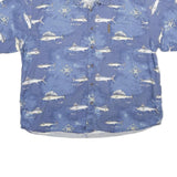 MAGELLAN Mens Blue Fishing Print Cotton Shirt 2XL Short Sleeve Casual Summer