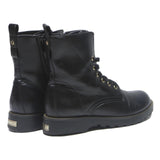 GUESS Womens Black Leather Ankle Boots UK 5 Leather Lace-Up Stylish Footwear